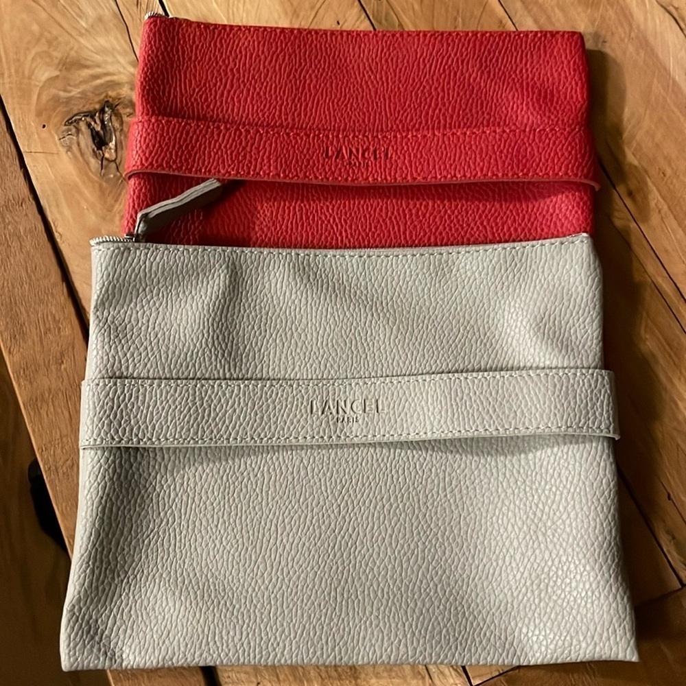 Lancel Paris | Red & Gray | Cosmetic |Organizers |Zipper Closure |Bags |Set of 2